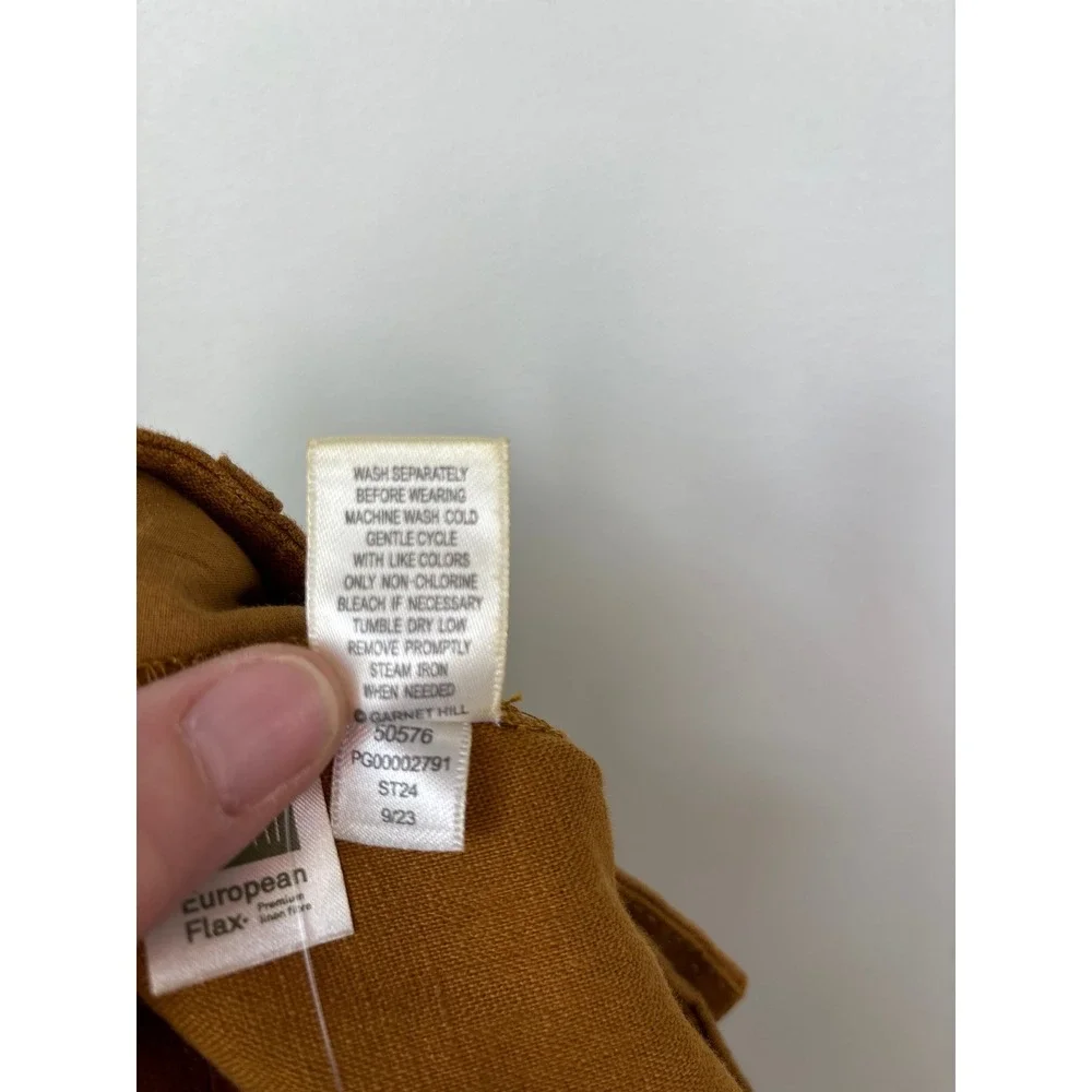 Garnet Hill European Flax Linen Straight Leg Pants Ochre‎ Turmeric Size 8